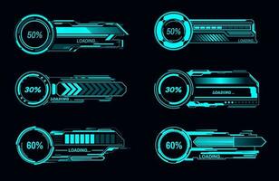 hud futurista cargando barras, ciencia fi usuario interfaz vector