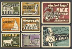 Egyptian history, culture religion museum posters vector