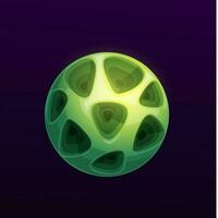 Cartoon green space planet with holes vector