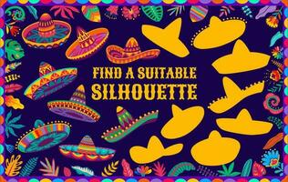 Find suitable silhouette of Mexican sombrero hats vector