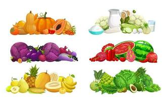 Fruits, vegetables and nuts meals of rainbow diet vector