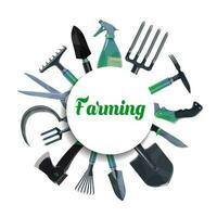 Farming and gardening tools, agriculture equipment vector