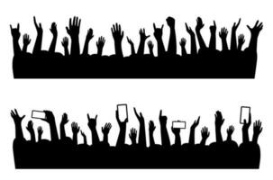 Musical concert hands of people crowd silhouette vector