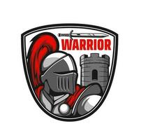 Medieval knight, ancient warrior or paladin icon vector