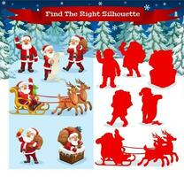 Kid game find the right silhouette vector template