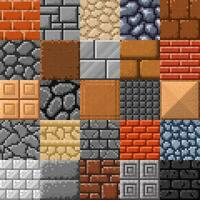 Tile, stone brick, porcelain stoneware 8bit pixel vector