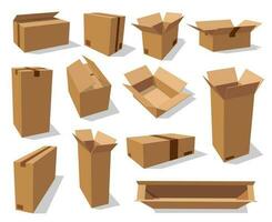 Cardboard packaging boxes, 3d realistic mockups vector