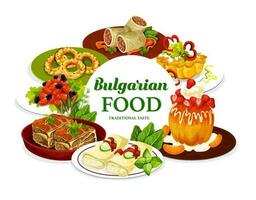 Bulgarian cuisine meat food with fruit dessert vector