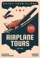 Airplane tours, plane flights with pilot guide vector
