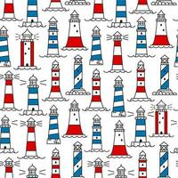 Lighthouse and beacon seamless pattern background vector