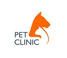 mascota clínica icono, perro en gato silueta, veterinario vector