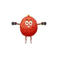 Cartoon lychee fruit sportsman character with face vector