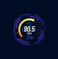 Internet bandwidth test, network neon speed meter vector