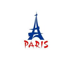 Paris Eiffel tower icon, France landmark symbol vector