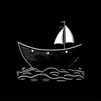 Boat, Black and White Vector illustration