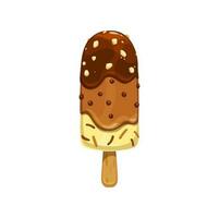 Cartoon ice cream, popsicle, eskimo bar with nuts vector