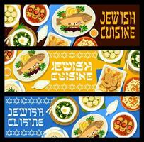 Jewish food restaurant meals vector banners