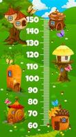 Kids height chart ruler cartoon elf village houses vector