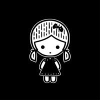 Doll, Black and White Vector illustration