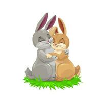 Cartoon bunny couple, Easter holiday vector