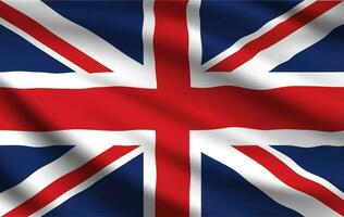 United Kingdom flag, realistic waving Union Jack vector