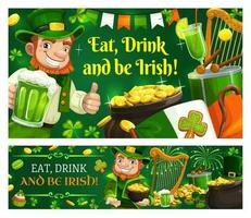 St Patricks day shamrock, leprechaun, Irish beer vector