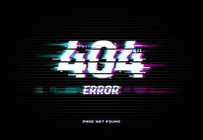 Page not found 404 error glitched screen vector