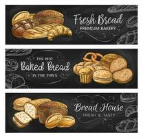 Bread house and bakery chalkboard vector banners