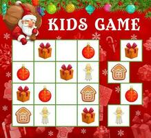 Christmas sudoku or maze game with Santa, gifts vector
