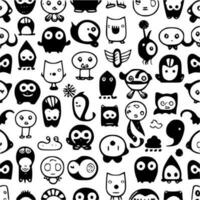 Seamless Pattern, Black and White Vector illustration