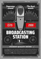Broadcasting station, music radio, podcast record vector
