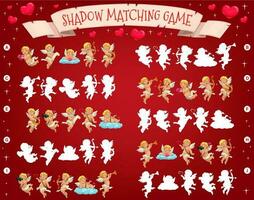 Saint Valentine day shadow matching puzzle for kid vector