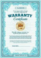 Warranty certificate guarantee diploma top quality vector