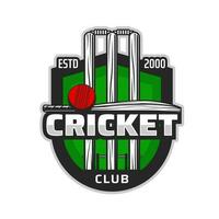 Cricket sport items icon of ball, bat and wicket vector