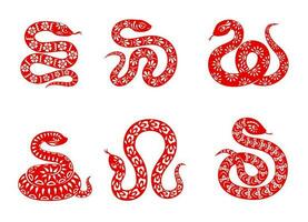 Chinese zodiac snake animal vector icons set.