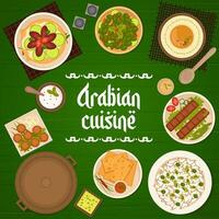 Arabian food meals, dishes menu cover template vector