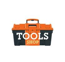 trabajo herramientas y equipo tienda icono con caja de herramientas vector