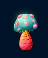 Fantasy mushroom, magic fungi with outgrowths vector