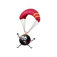 Cartoon currant character skydiving with parachute vector