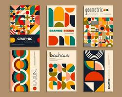 Bauhaus posters with geometric abstract patterns vector