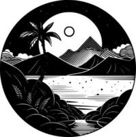 Beach Background - Black and White Isolated Icon - Vector illustration