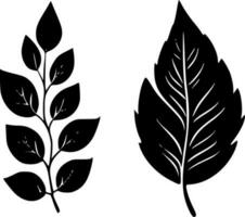 Leaves - Black and White Isolated Icon - Vector illustration