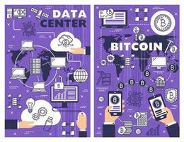 Data cloud storage and bitcoin cryptocurrency vector