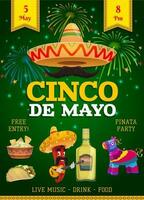 Cinco de Mayo festive flyer, mexican holiday card vector