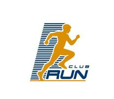 Marathon run sport icon, running club symbol vector