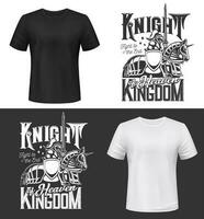 Tshirt print with knight riding horse with sword vector
