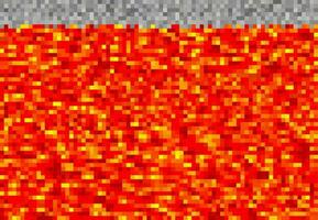 Cubic pixel game lava, magma cube blocks pattern vector