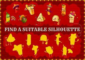 Find a silhouette mexican cartoon food characters vector