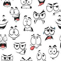 dibujos animados caras y emojis sin costura modelo vector