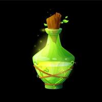 Potion bottle with nature energy, nostrum ui asset vector